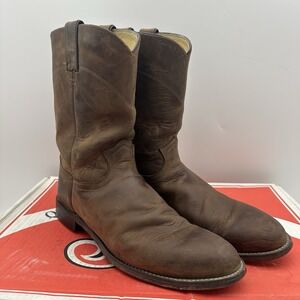 Mens Justin Brown Roper Cowboy Boots Style #3408 Size 11-1/2 B Pre Owned W/Box
